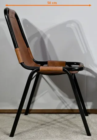 Paire de Chaises en Métal et Cuir, d’après C.Perriand pour les Arcs – 1960