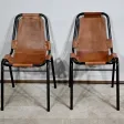 Paire de Chaises en Métal et Cuir, d’après C.Perriand pour les Arcs – 1960