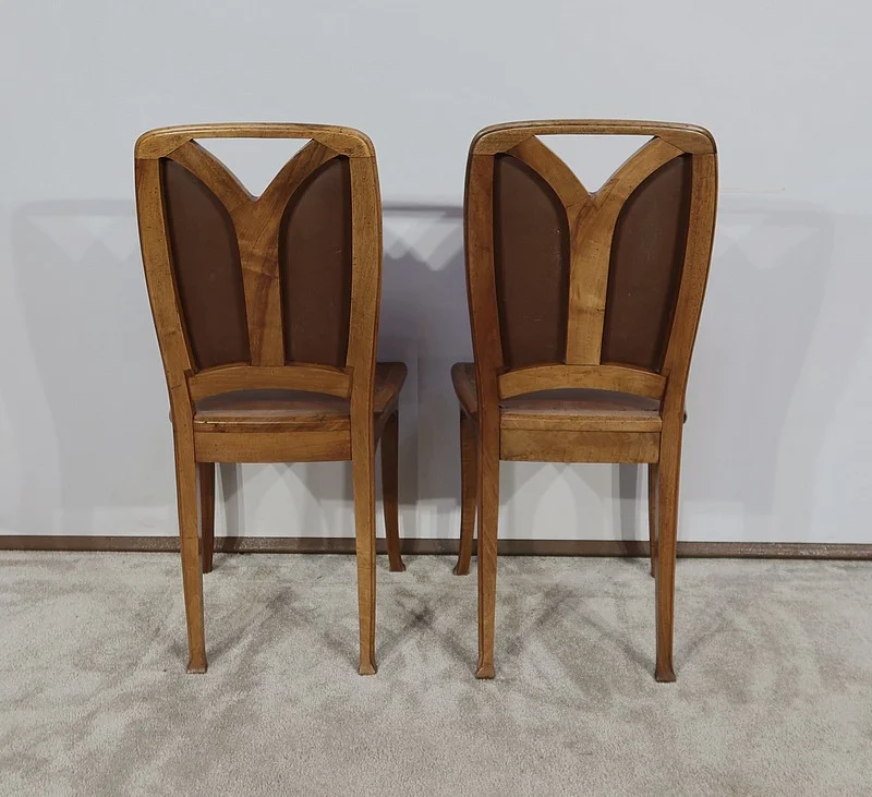 Paire de Chaises en Noyer, École de Nancy, Art Nouveau – 1900