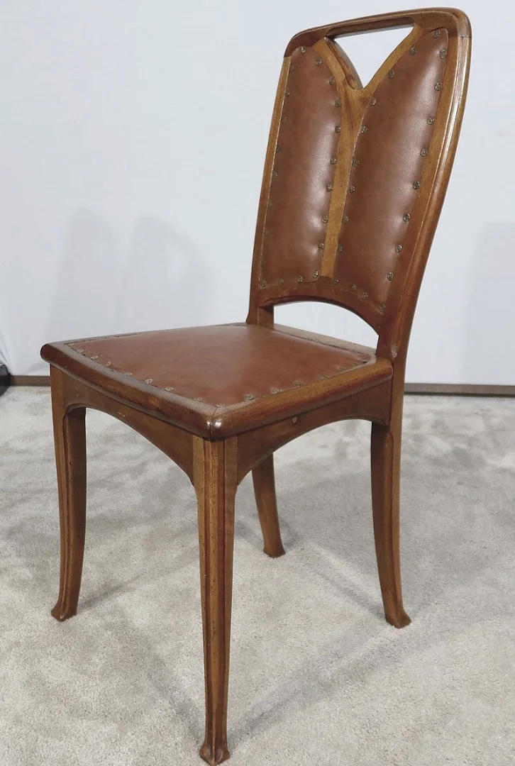 Paire de Chaises en Noyer, École de Nancy, Art Nouveau – 1900