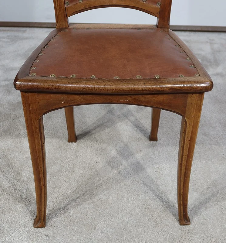 Paire de Chaises en Noyer, École de Nancy, Art Nouveau – 1900