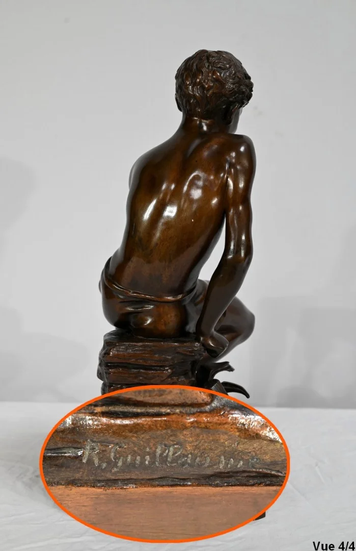 Bronze « L’Enfant à l’Epuisette », signé R.Guillaume – XXe