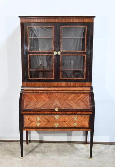 Exceptionnel Bureau Cylindre Vitrine en Bois Précieux – Fin XVIIIe