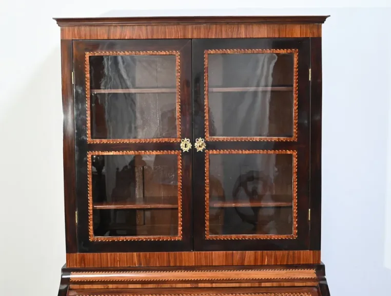 Exceptionnel Bureau Cylindre Vitrine en Bois Précieux – Fin XVIIIe