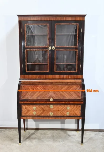 Exceptionnel Bureau Cylindre Vitrine en Bois Précieux – Fin XVIIIe