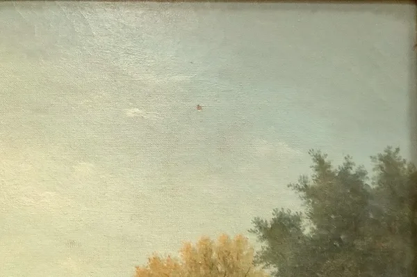 Huile sur toile « Le Lavoir », école française du XIXe