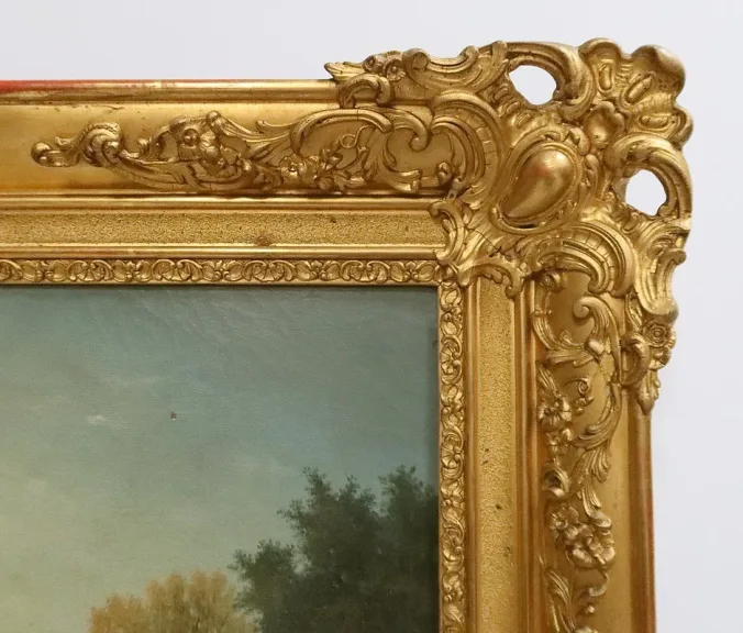 Huile sur toile « Le Lavoir », école française du XIXe