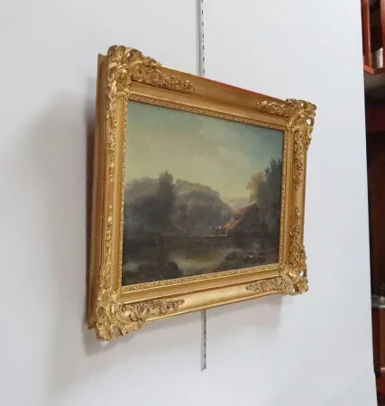 Huile sur toile « Le Lavoir », école française du XIXe