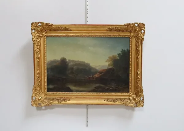 Huile sur toile « Le Lavoir », école française du XIXe