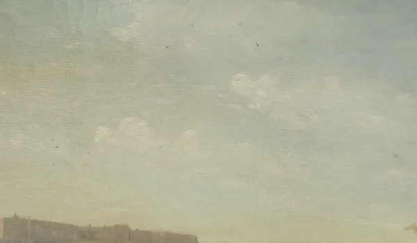 Huile sur toile « Le Lavoir », école française du XIXe