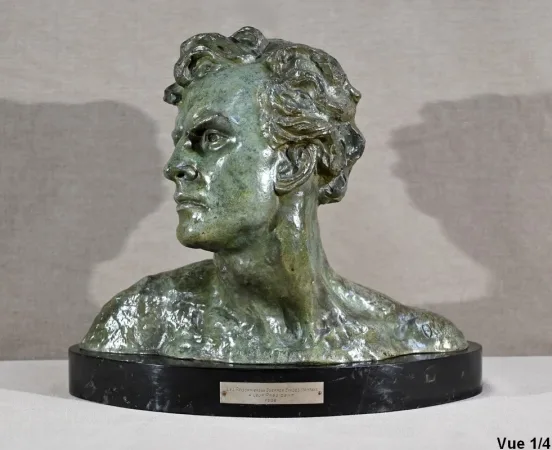 BRO ZE BUST OF JEAN MERMOS signed A. OULINE