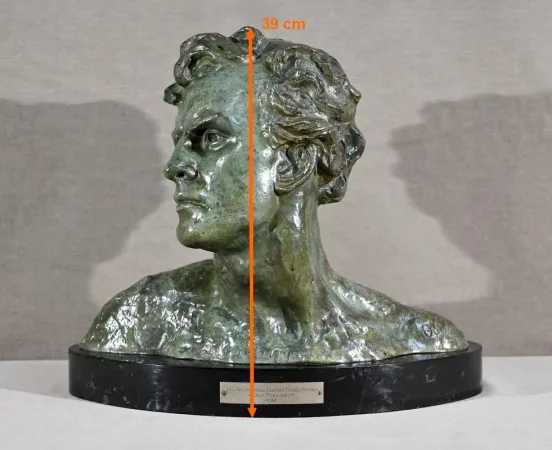 BRO ZE BUST OF JEAN MERMOS signed A. OULINE