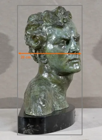 BRO ZE BUST OF JEAN MERMOS signed A. OULINE