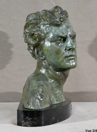 BRO ZE BUST OF JEAN MERMOS signed A. OULINE