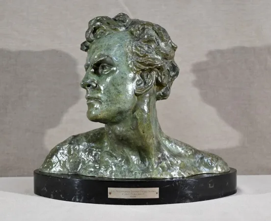 BRO ZE BUST OF JEAN MERMOS signed A. OULINE
