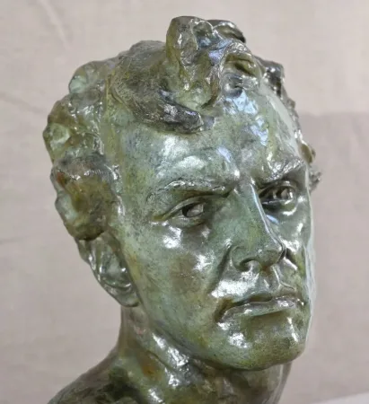 BRO ZE BUST OF JEAN MERMOS signed A. OULINE