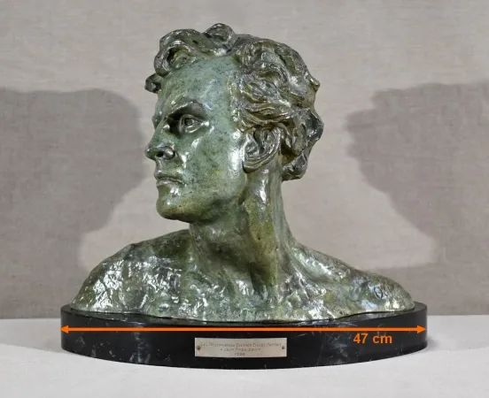 BRO ZE BUST OF JEAN MERMOS signed A. OULINE