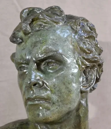 BRO ZE BUST OF JEAN MERMOS signed A. OULINE