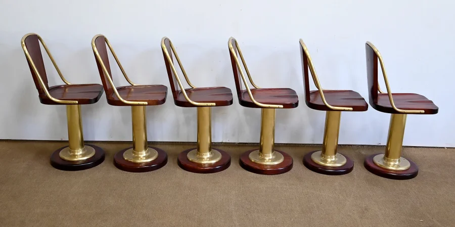 Rare Suite de Six Chaises de Paquebot, Angleterre  – Début XXe