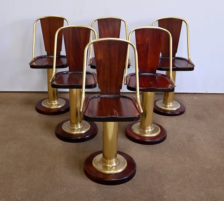 Rare Suite de Six Chaises de Paquebot, Angleterre  – Début XXe