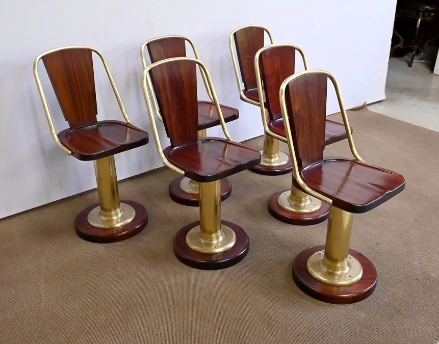 Rare Suite de Six Chaises de Paquebot, Angleterre  – Début XXe