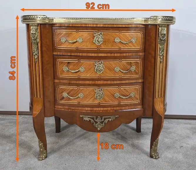 Commode Rognon en Bois Précieux, style Transition Louis XIV / Louis XV – Fin XIXe