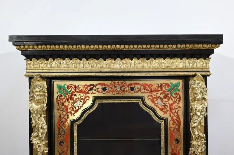 Petite Vitrine en Laiton et Poirier Noirci, époque Napoléon III – Milieu XIXe