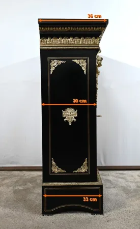 Petite Vitrine en Laiton et Poirier Noirci, époque Napoléon III – Milieu XIXe