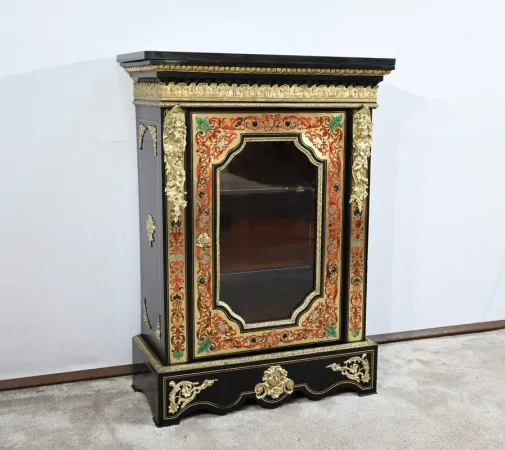 Petite Vitrine en Laiton et Poirier Noirci, époque Napoléon III – Milieu XIXe
