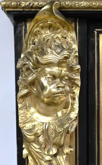 Petite Vitrine en Laiton et Poirier Noirci, époque Napoléon III – Milieu XIXe