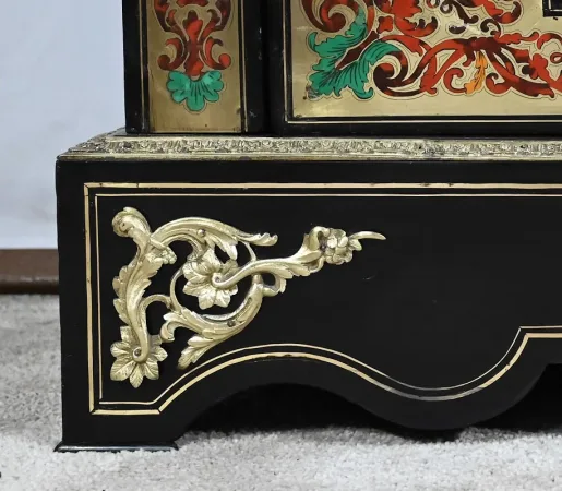 Petite Vitrine en Laiton et Poirier Noirci, époque Napoléon III – Milieu XIXe