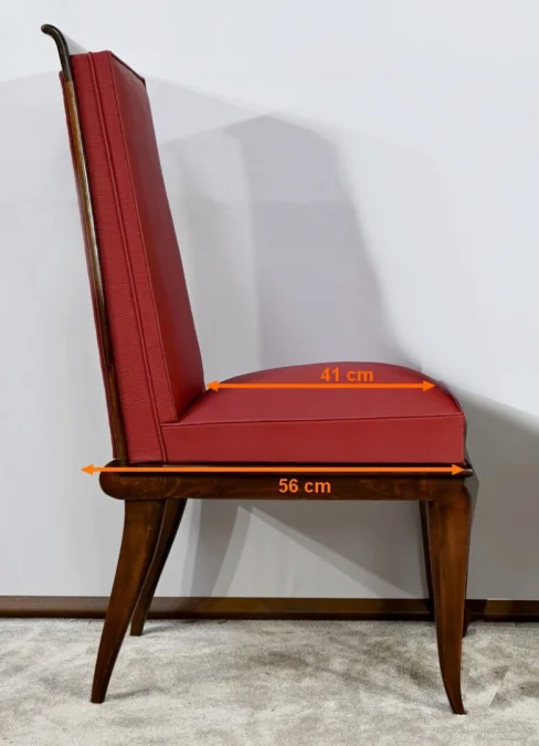 Suite de 8 Chaises en Hêtre Massif, attribuée à J.Leleu, Art Déco - 1940