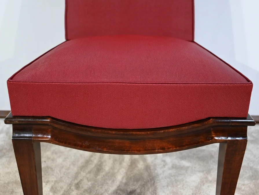 Suite de 8 Chaises en Hêtre Massif, attribuée à J.Leleu, Art Déco - 1940