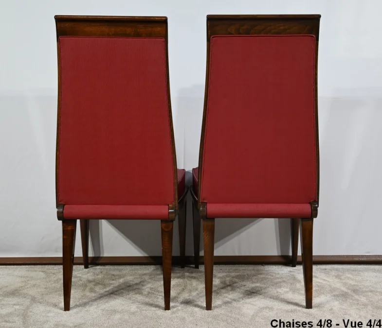 Suite de 8 Chaises en Hêtre Massif, attribuée à J.Leleu, Art Déco - 1940