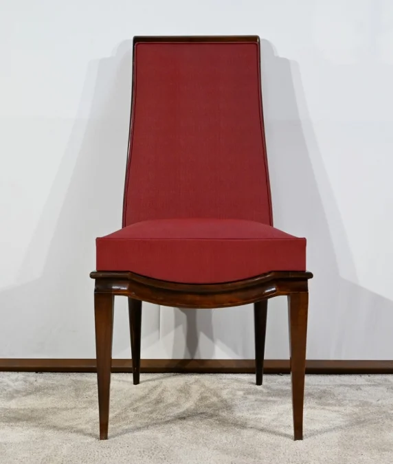 Suite de 8 Chaises en Hêtre Massif, attribuée à J.Leleu, Art Déco - 1940
