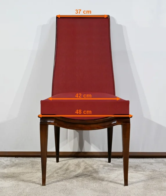 Suite de 8 Chaises en Hêtre Massif, attribuée à J.Leleu, Art Déco - 1940