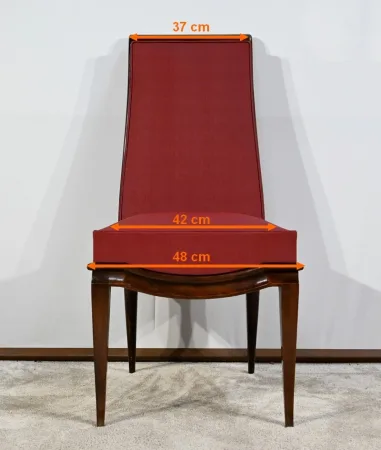 Suite de 8 Chaises en Hêtre Massif, attribuée à J.Leleu, Art Déco - 1940