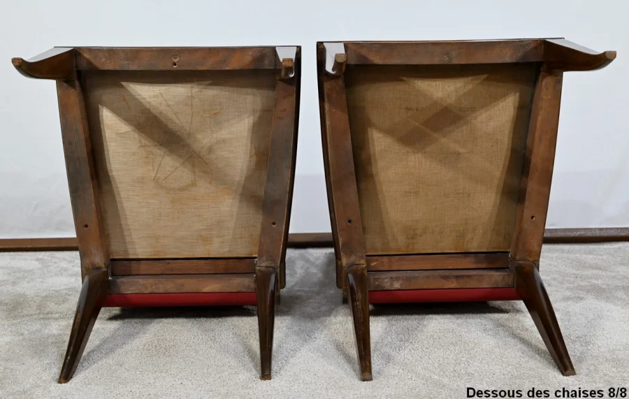 Suite de 8 Chaises en Hêtre Massif, attribuée à J.Leleu, Art Déco - 1940