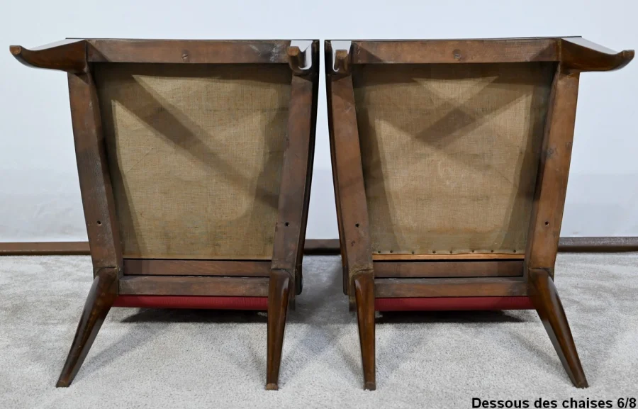 Suite de 8 Chaises en Hêtre Massif, attribuée à J.Leleu, Art Déco - 1940