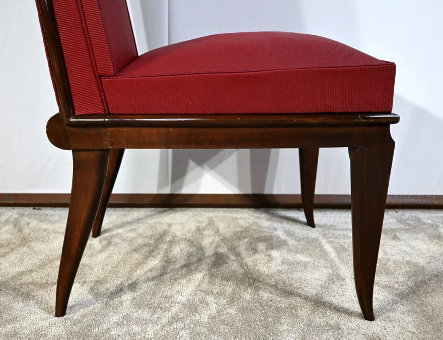 Suite de 8 Chaises en Hêtre Massif, attribuée à J.Leleu, Art Déco - 1940