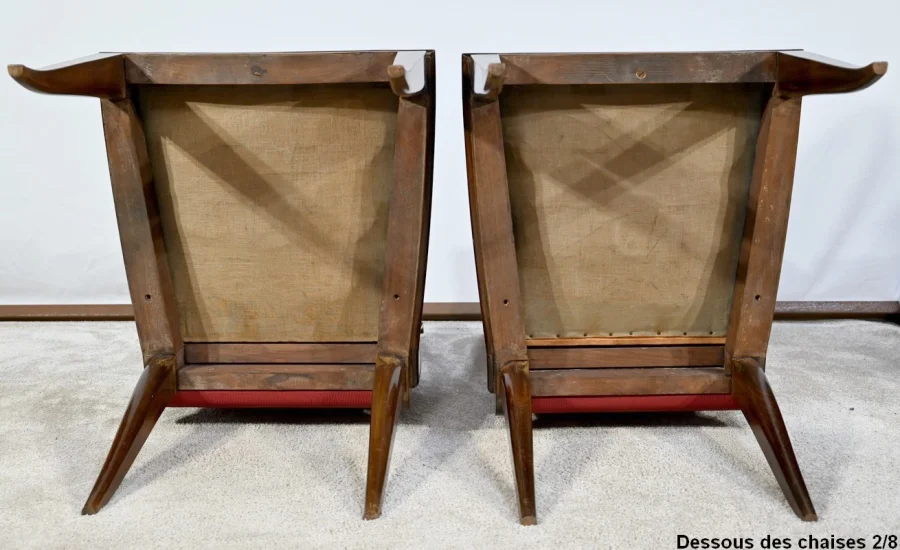 Suite de 8 Chaises en Hêtre Massif, attribuée à J.Leleu, Art Déco - 1940