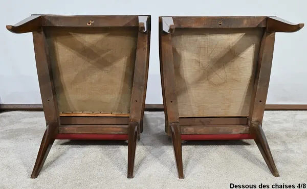 Suite de 8 Chaises en Hêtre Massif, attribuée à J.Leleu, Art Déco - 1940