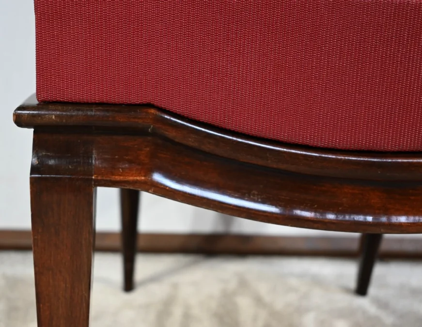 Suite de 8 Chaises en Hêtre Massif, attribuée à J.Leleu, Art Déco - 1940