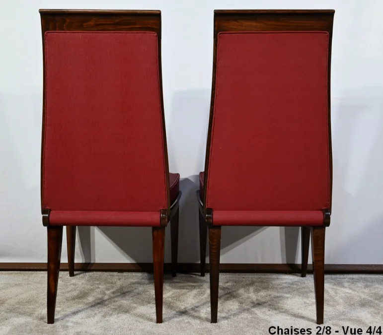 Suite de 8 Chaises en Hêtre Massif, attribuée à J.Leleu, Art Déco - 1940