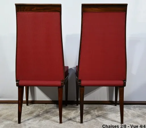 Suite de 8 Chaises en Hêtre Massif, attribuée à J.Leleu, Art Déco - 1940