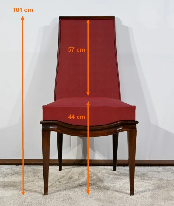 Suite de 8 Chaises en Hêtre Massif, attribuée à J.Leleu, Art Déco - 1940