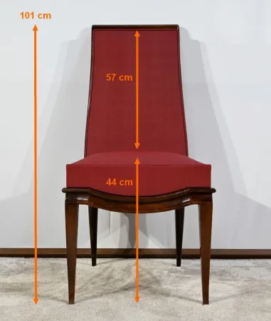 Suite de 8 Chaises en Hêtre Massif, attribuée à J.Leleu, Art Déco - 1940