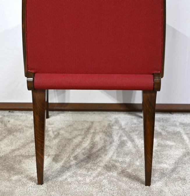Suite de 8 Chaises en Hêtre Massif, attribuée à J.Leleu, Art Déco - 1940