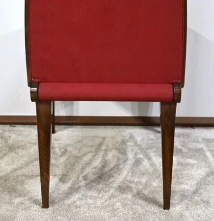 Suite de 8 Chaises en Hêtre Massif, attribuée à J.Leleu, Art Déco - 1940