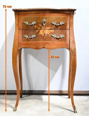 Petite Table Chiffonnière en Bois de Rose et Noyer, style Louis XV – 2ème Moitié XIXe